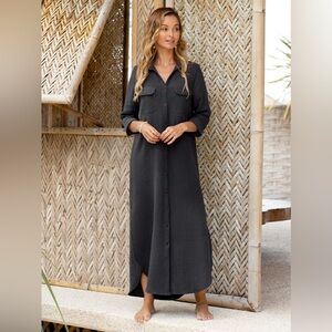 Nomad the Label Valentina Linen Blend Shirt Dress